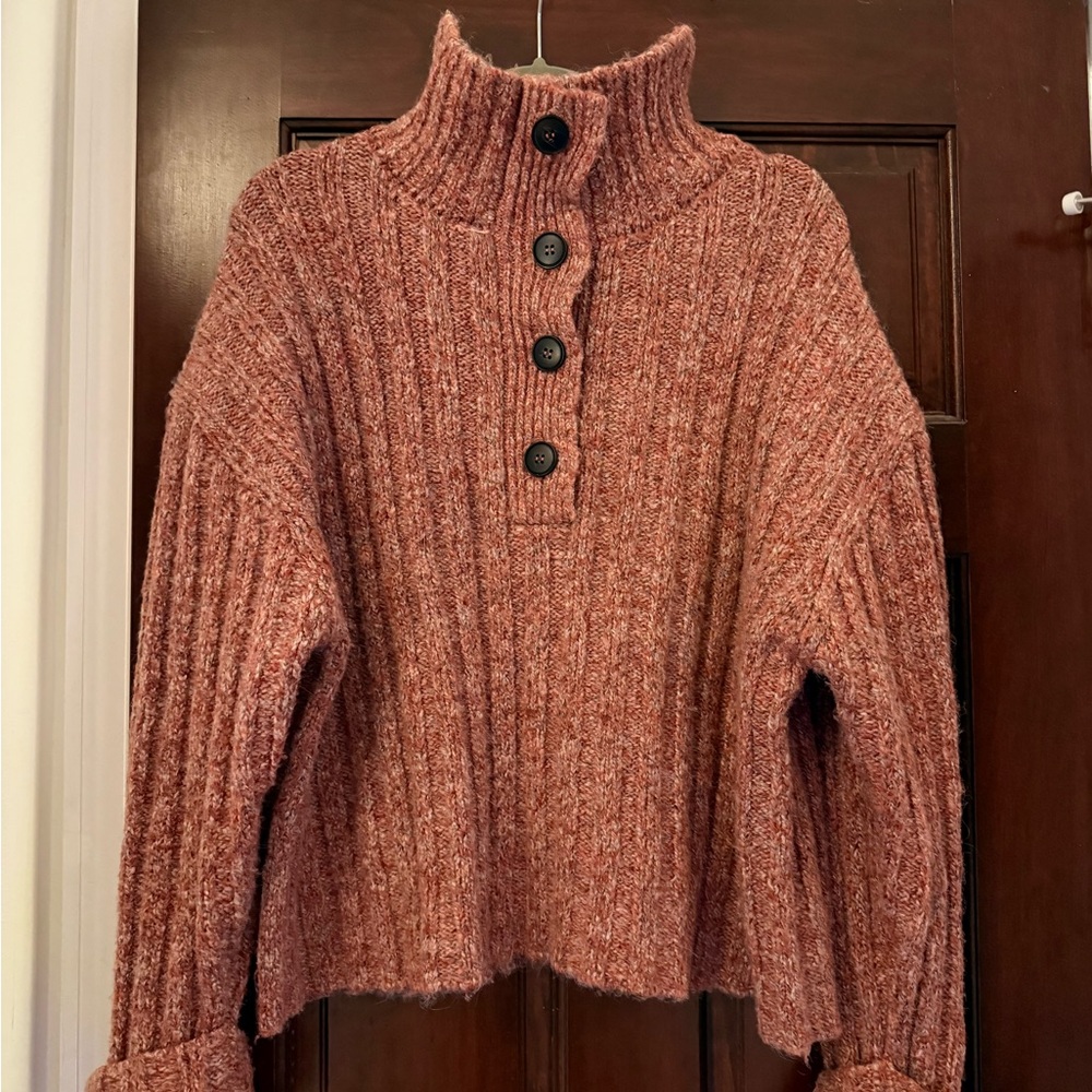 Zara Ribbed Turtleneck Sweater - Rust